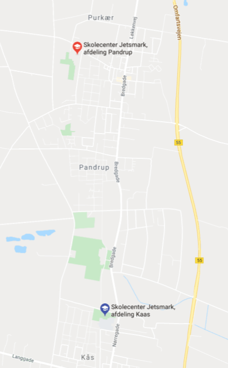 Skolecenter Jetsmarks fysiske placeringer